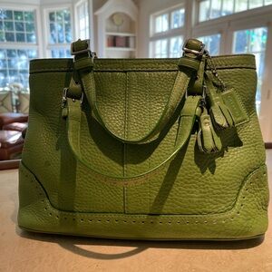 Vintage Coach Hampton Green Pebbled Leather Satchel (model L043-5055)